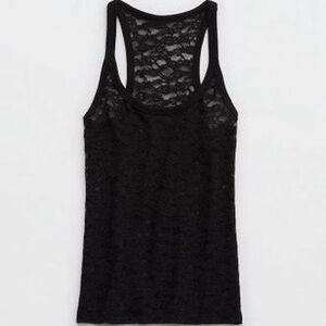 Aerie Easy Does It Vintage Lace Black Tank Top XXS NWT